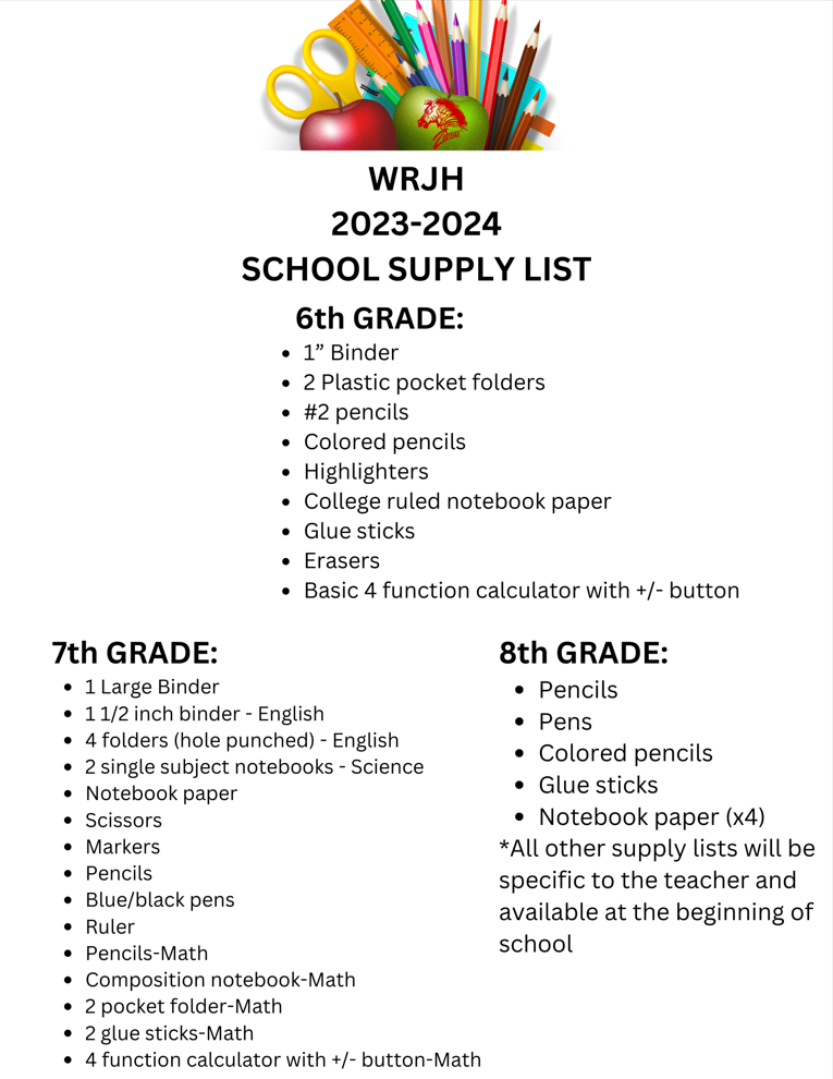 school supply lists