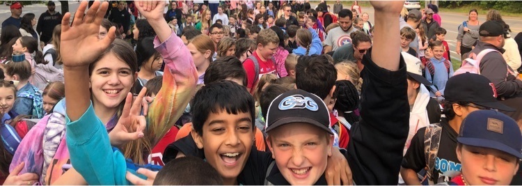 students before the walk