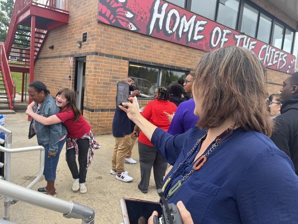 Students and staff participating at D.A.R.E. event