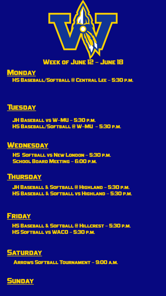 What's Happening at Wapello June 12-18