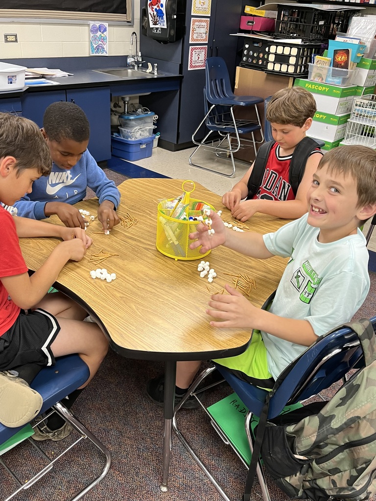students building structures out of marshmallows and toothpicks