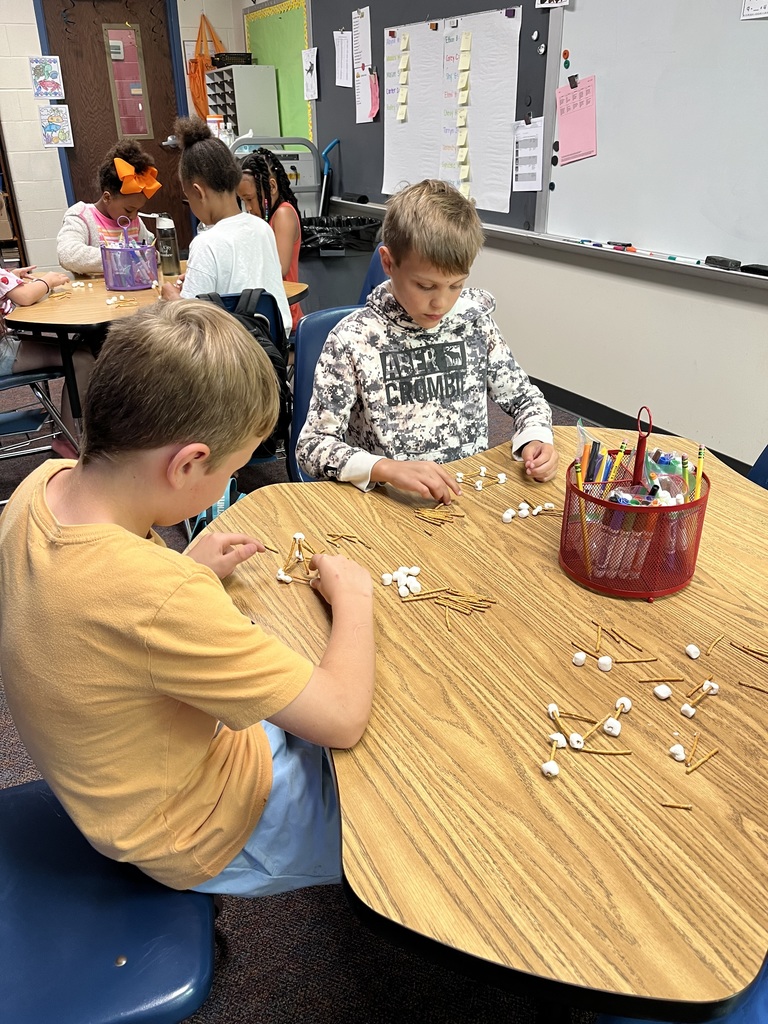 students building structures out of marshmallows and toothpicks