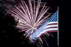 A photo of the US Flag and Fireworks