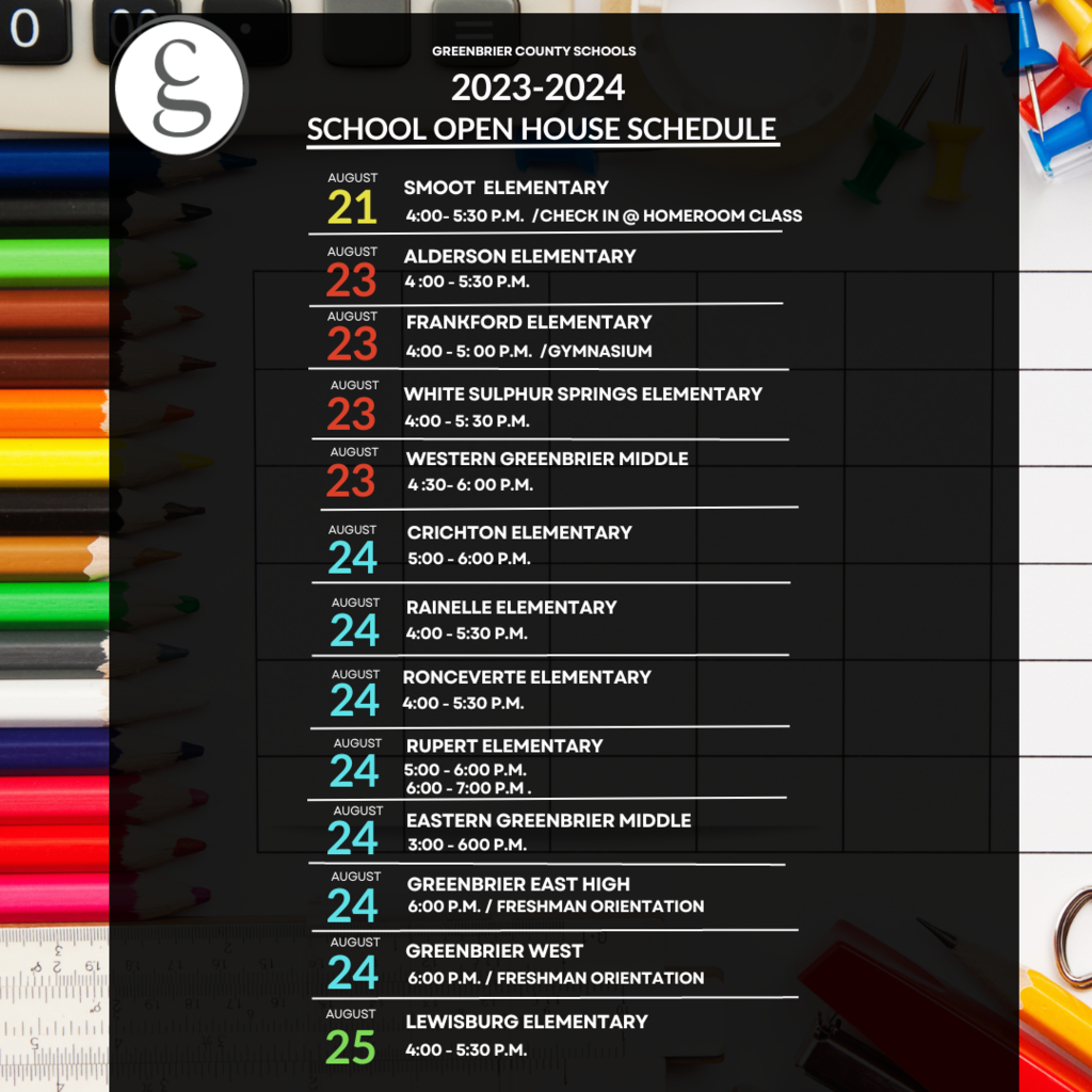 School Open House Dates