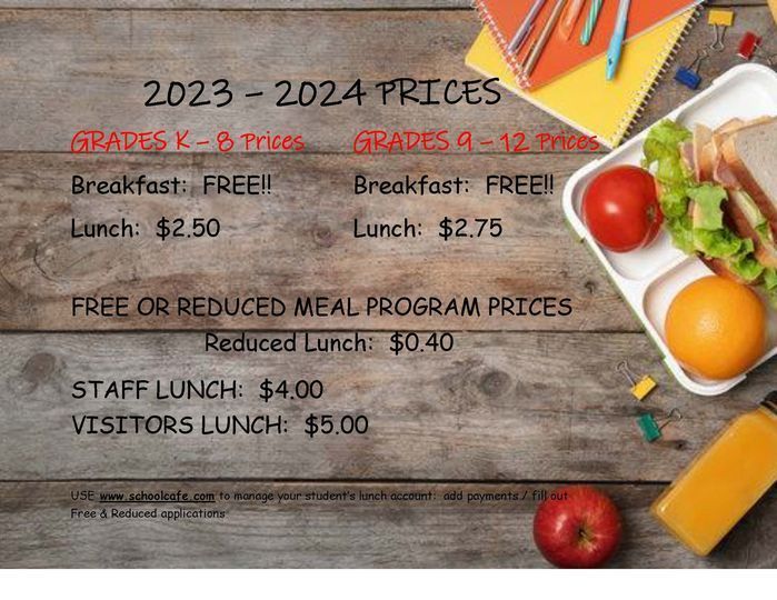 2023-2024 School Lunch Prices