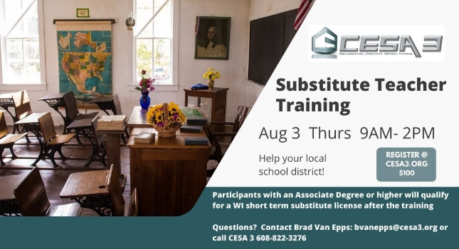 Sub training Aug 3 from 9 until 2