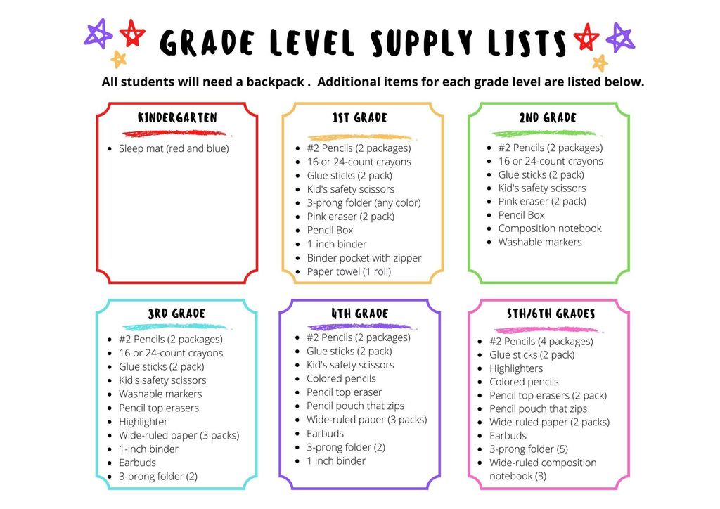 school supply list