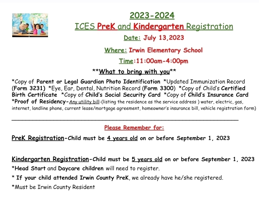 ICES PreK and Kindergarten Registration