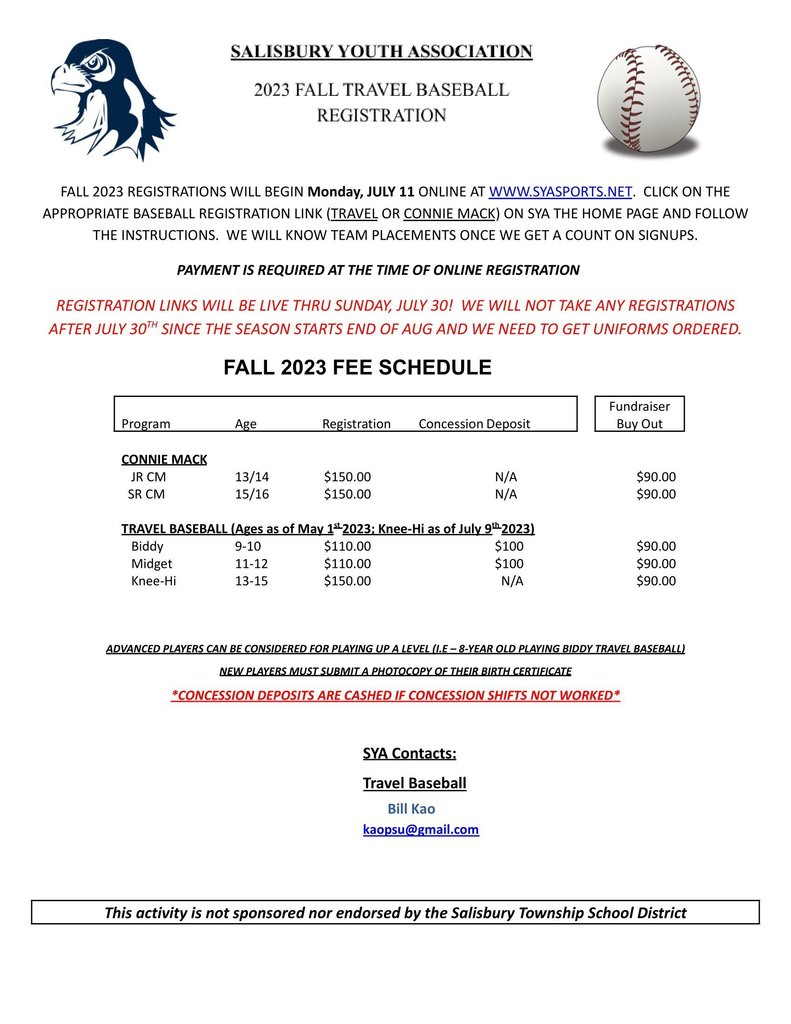 SYA Fall Baseball