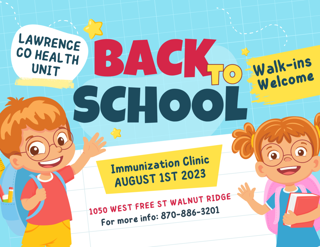Back to School Immunization Clinic is August 1st