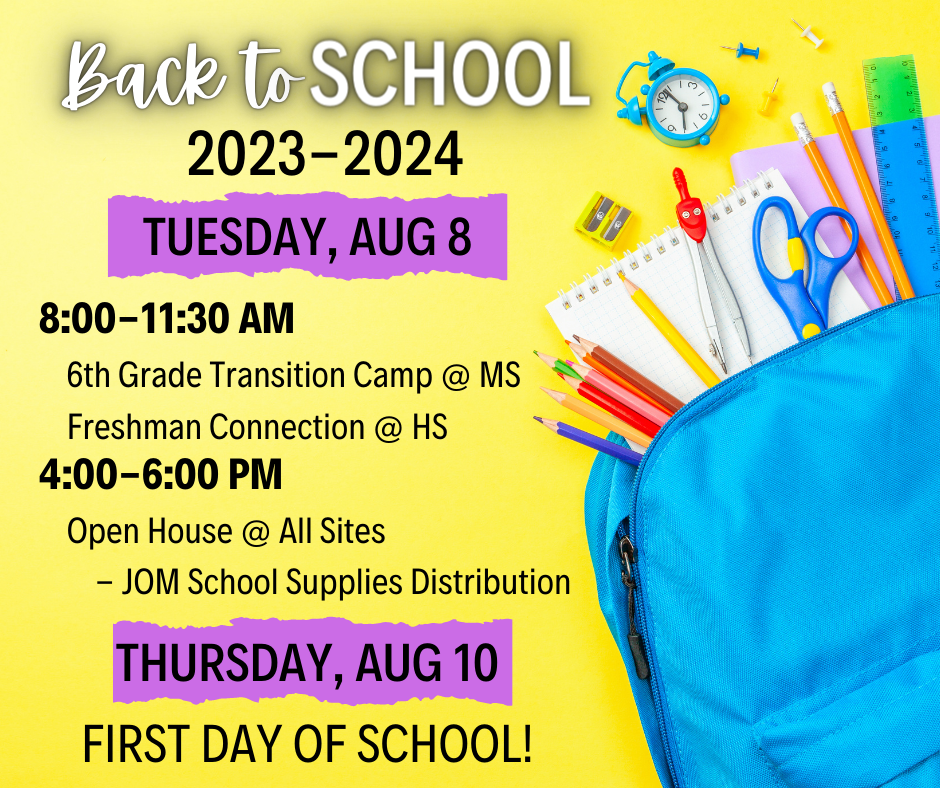 Back to School Dates and Times