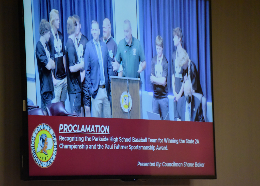 Parkside High baseball state champions recognized at County Council meeting