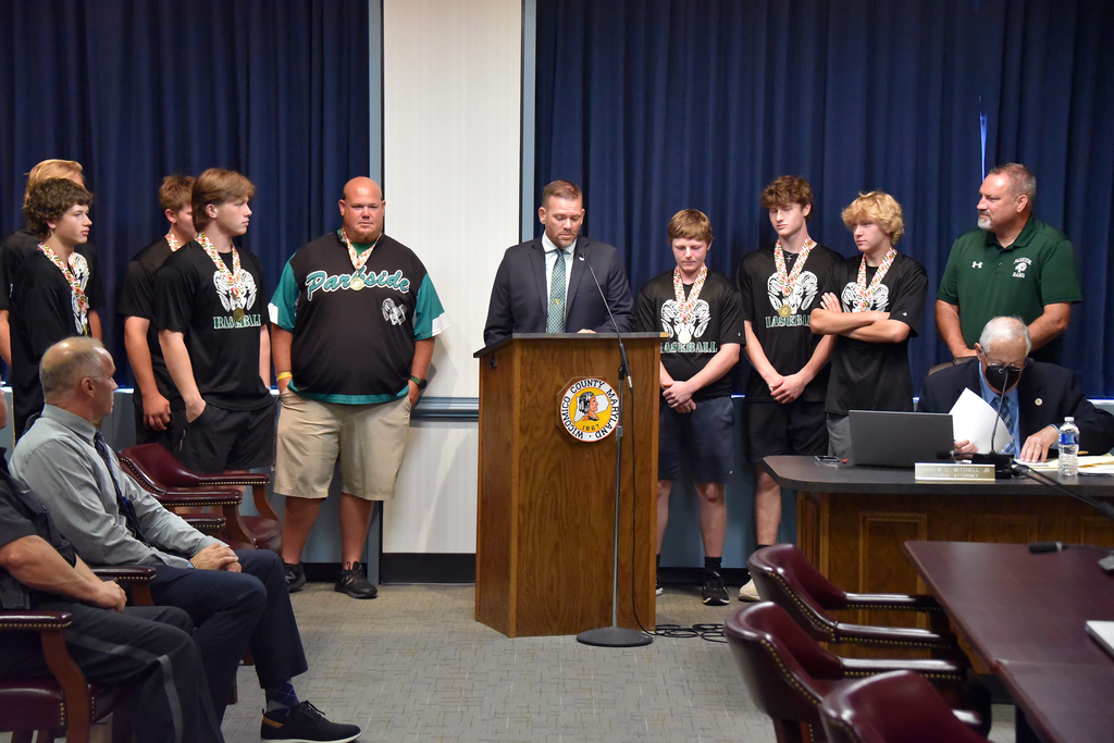 Parkside High baseball state champions recognized at County Council meeting