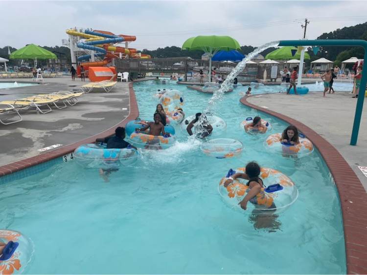 students swimming