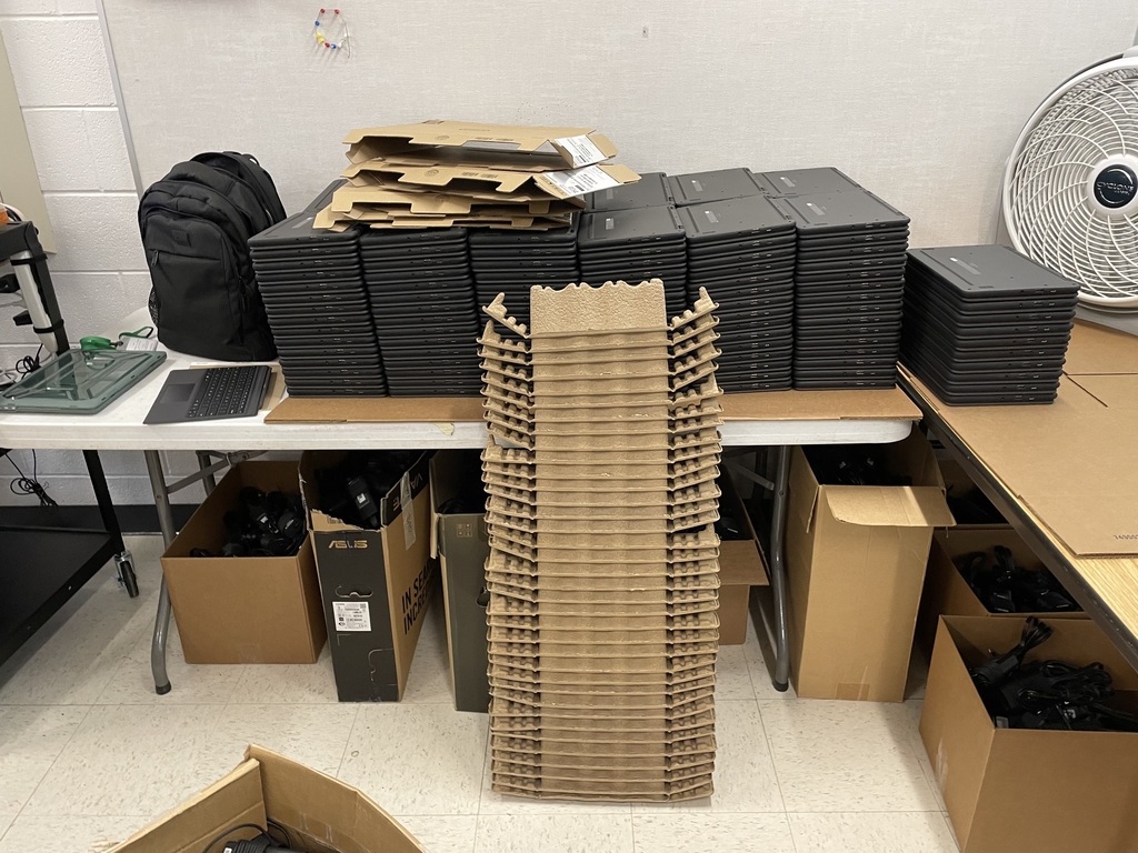 Student devices waiting to be configured