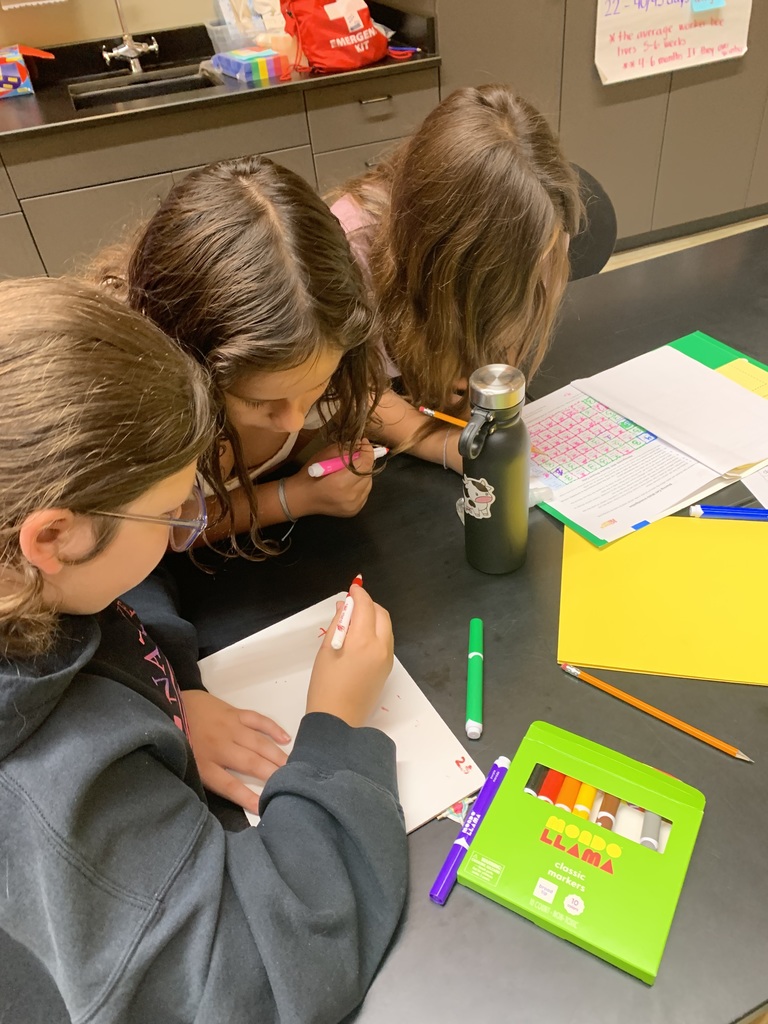Three girls using markers to track their honey bee data.