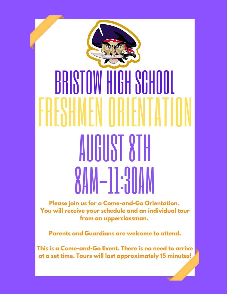 Freshmen Orientation- August 8th