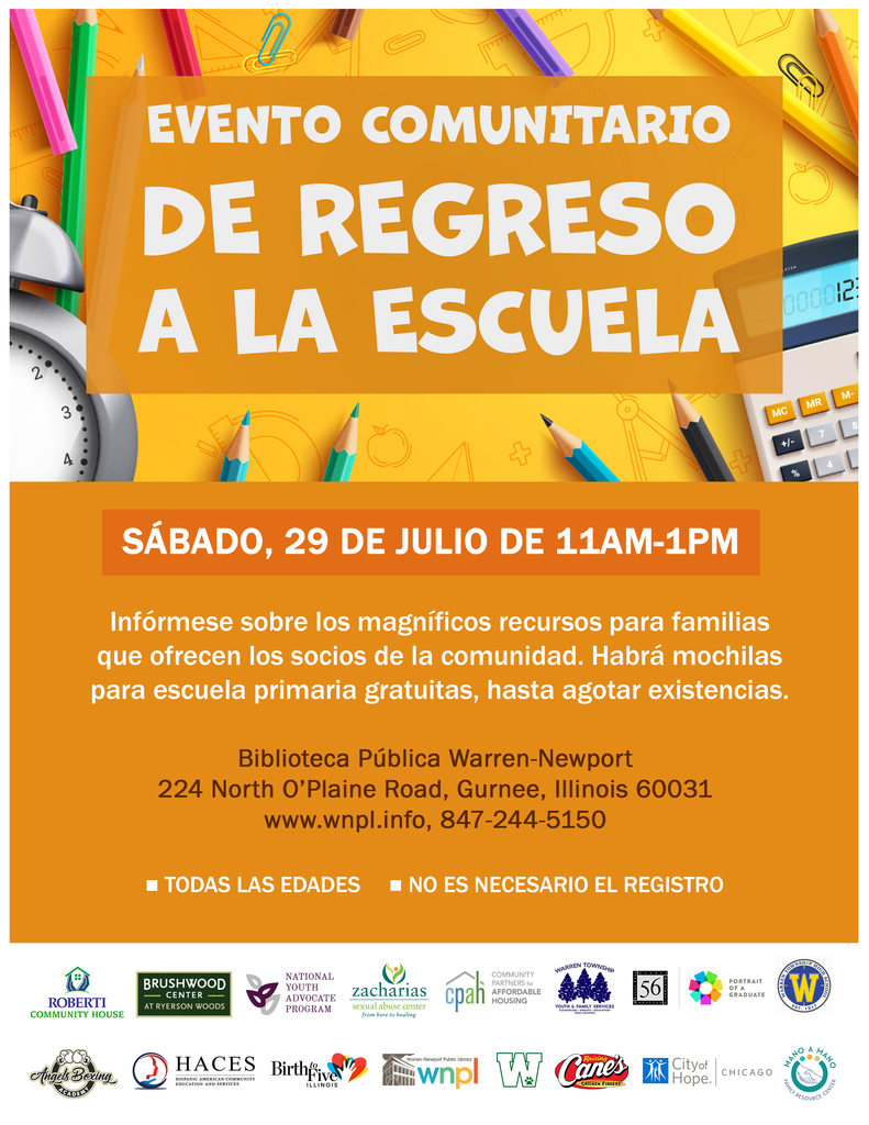 Back to School Flyer Event at Gurnee Library 