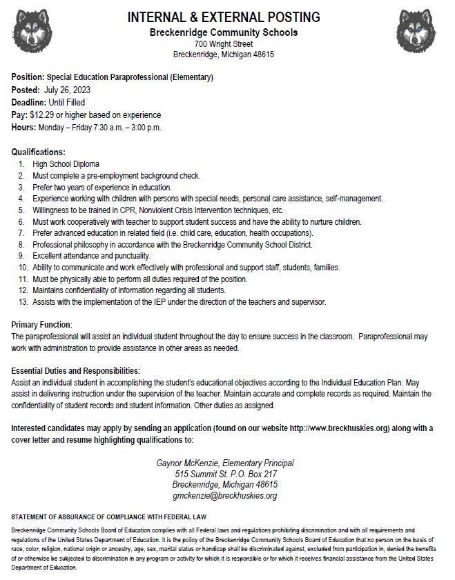Spec Ed Para
