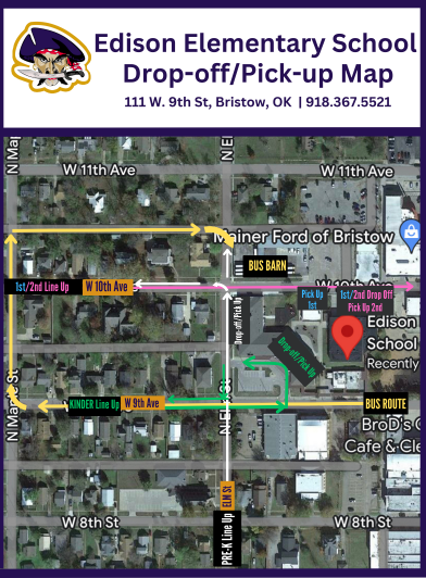 Edison Drop Off/ Pick Up Map