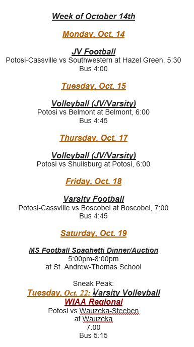 Activities-Oct 14 Week