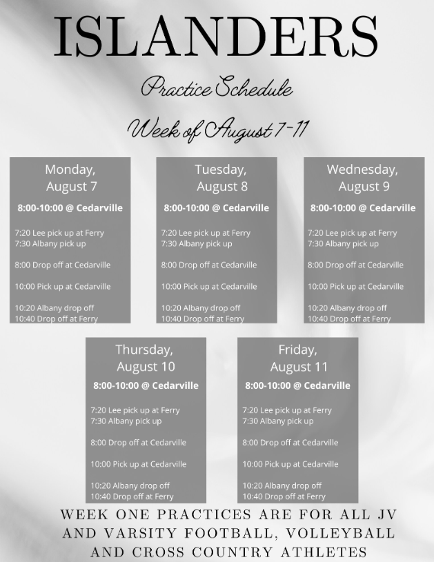 week one practice schedule