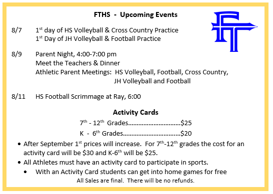 FTHS Events 8/7-11/2023