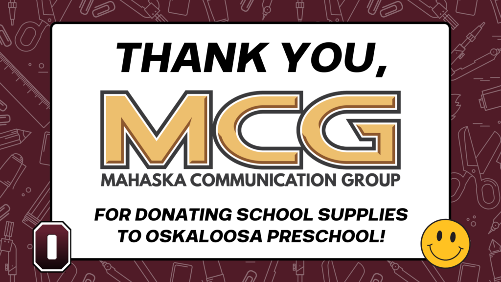 Oskaloosa Preschool would like to thank @MCG - Mahaska Communication Group for their incredible donation of school supplies to our school! 📚✏️  Your generosity will make a huge difference in our students' learning journey. Together, we're shaping brighter futures for our little ones. Thank you, MCG! 