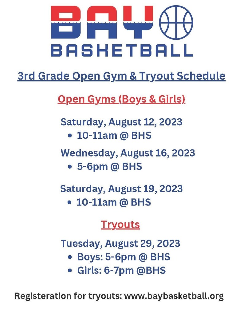 Bay Basketball Tryouts for third-grade