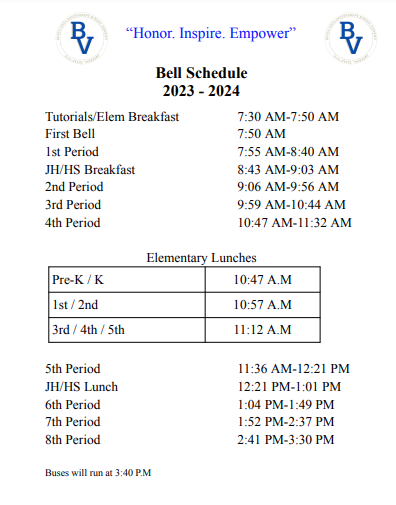 Bell Schedule