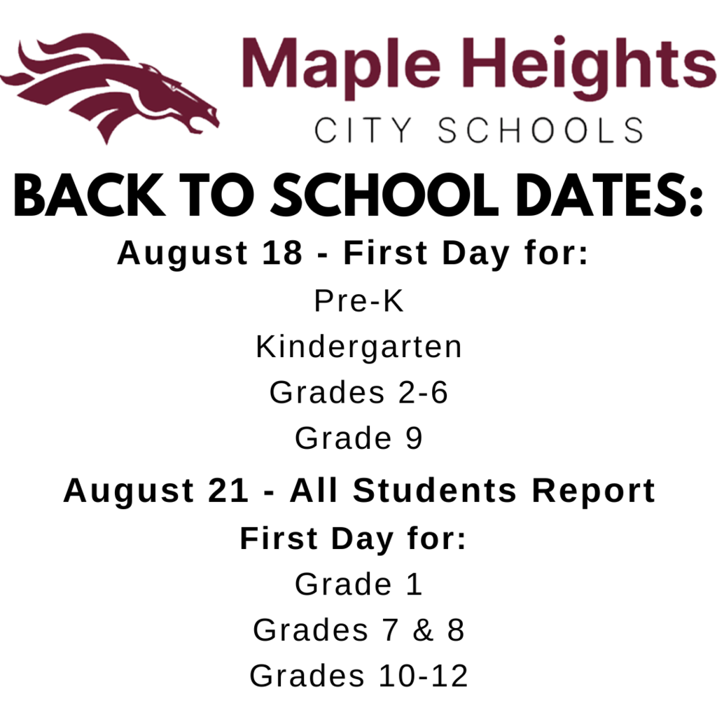 Back to School dates