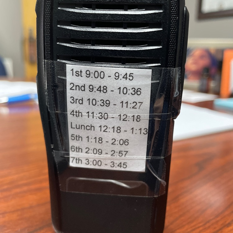 Schedule for the first day of school