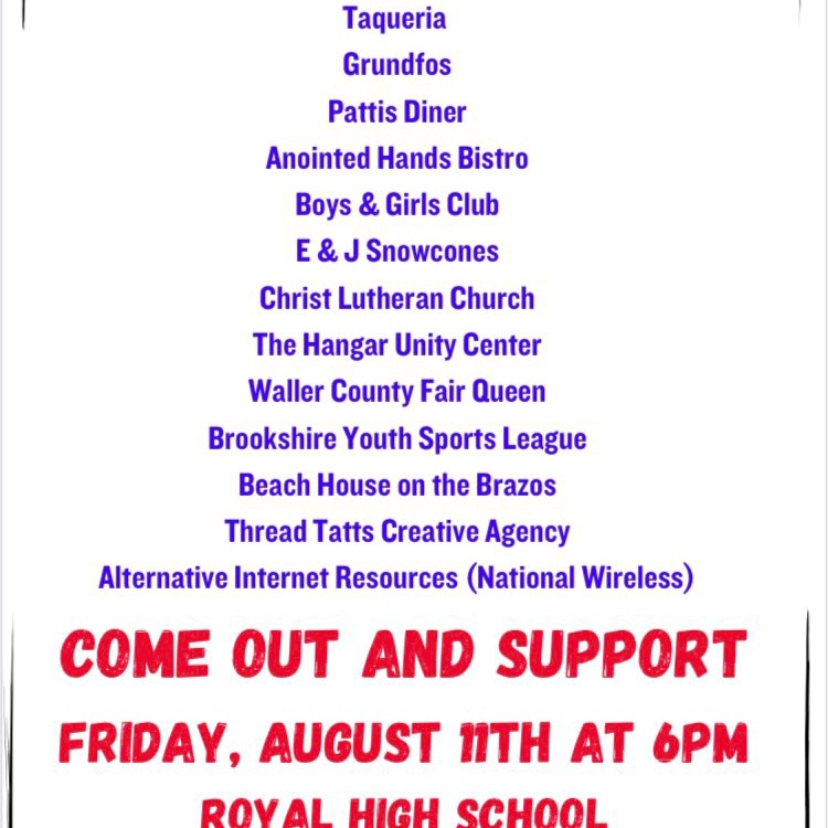 Meet the Falcons is starting soon! Come join our community partners to learn about what they offer! Huge thanks for their support of Royal ISD!