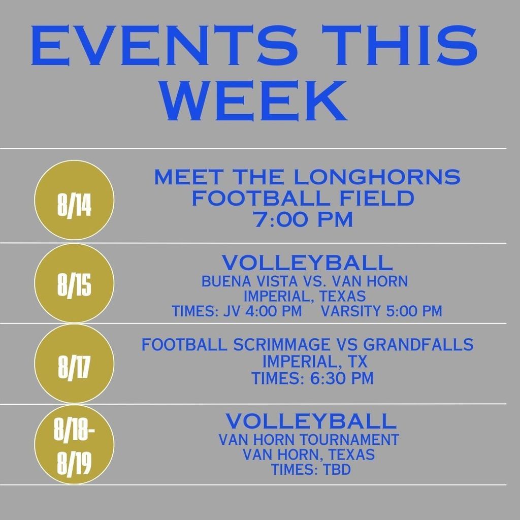 8/14-8/19 Athletic Events 