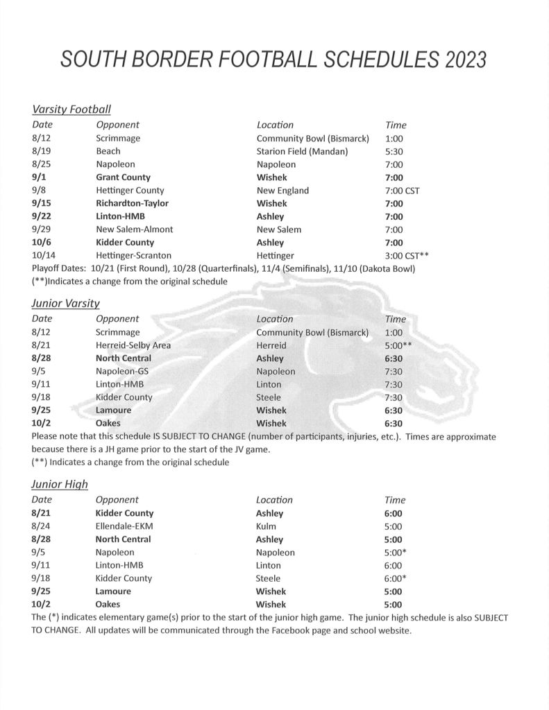 Football Schedule