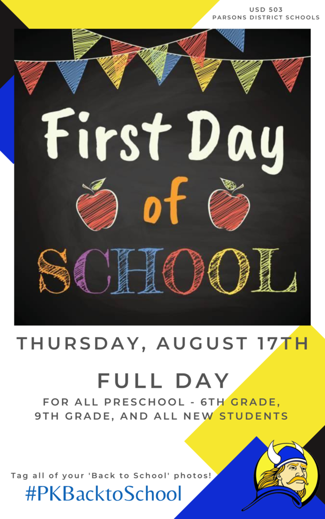 USD503 First Day of School 2023 August 17th