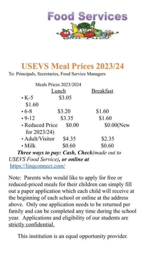 Lunch Prices 2023-2024