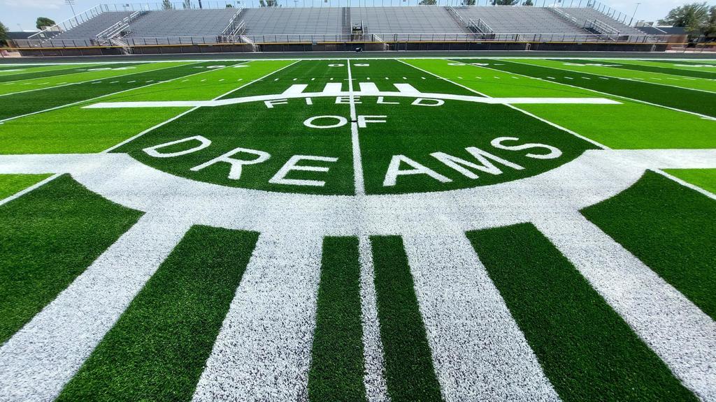 . Teams will be playing on new artificial turf featuring logos from each high school at LCPS.