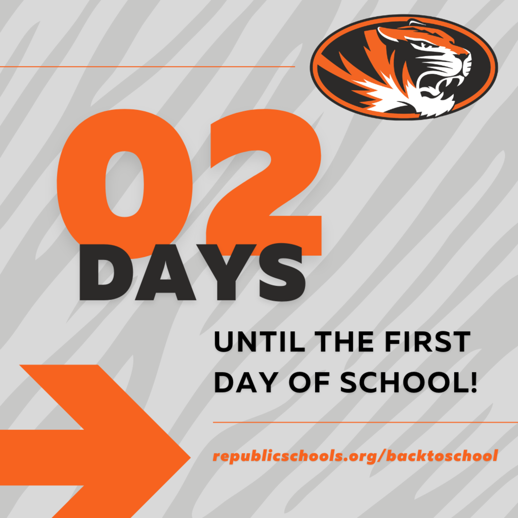 Tiger stripe background with, "2 Days Until the First Day of School!"