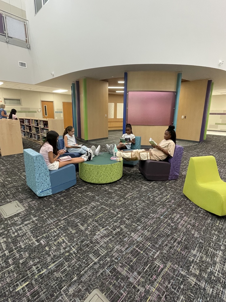 students in library