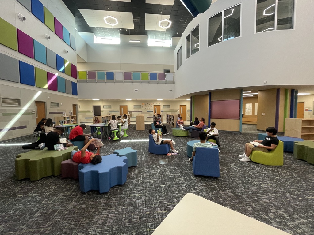 students in library