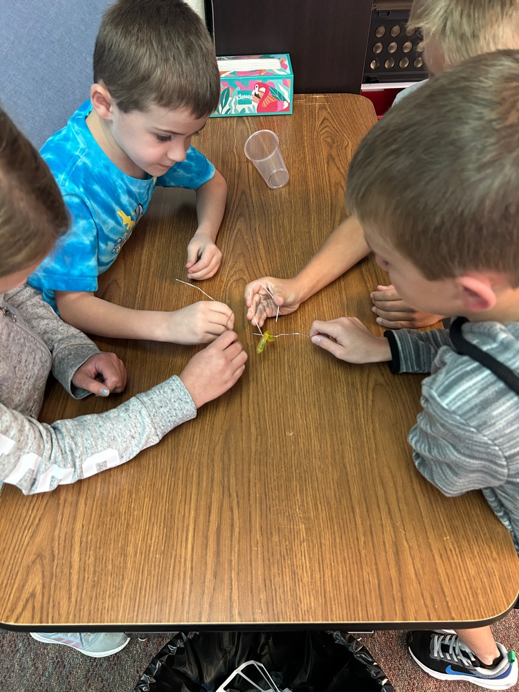 Miss Hollar’s 3rd grade did a team building activity called “Save Fred”. They had to get the gummy worm from the top of the cup to inside the lifesaver only using paper clips. They had so much fun and there was a lot of giggles! #HESRedHawks