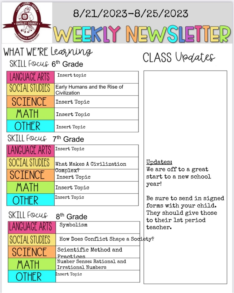 OCMS Weekly Newsletter