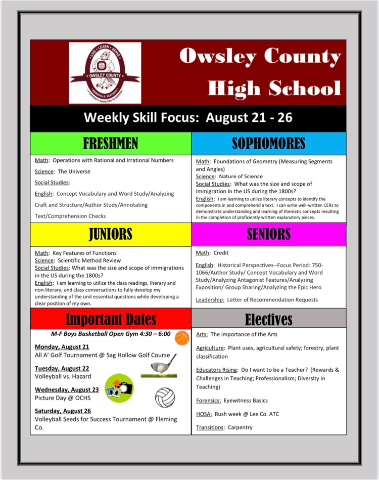 OCHS Weekly Skill Focus