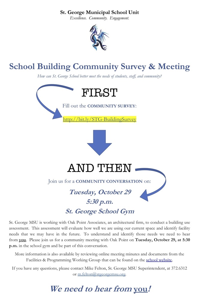 School Building Community Survey and Meeting Flyer