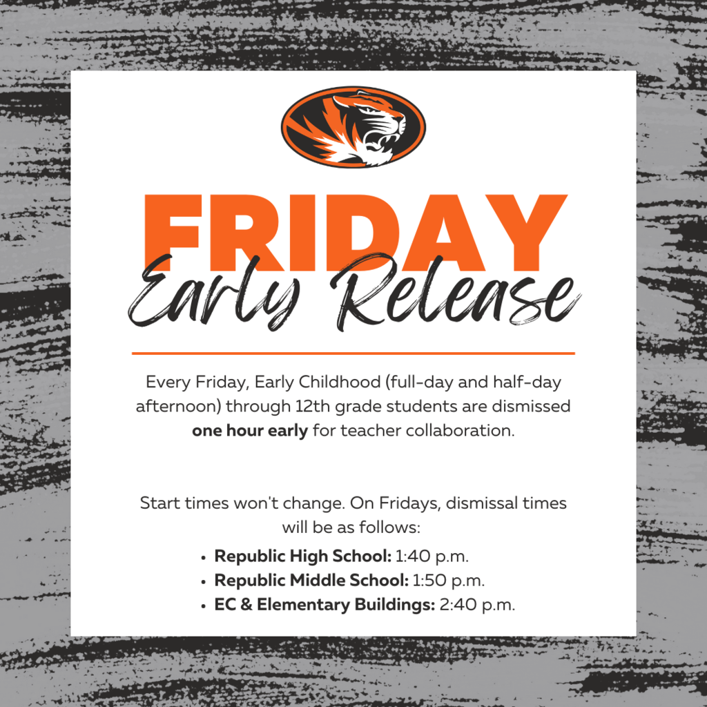 Gray and black background with the words "Friday Early Release."