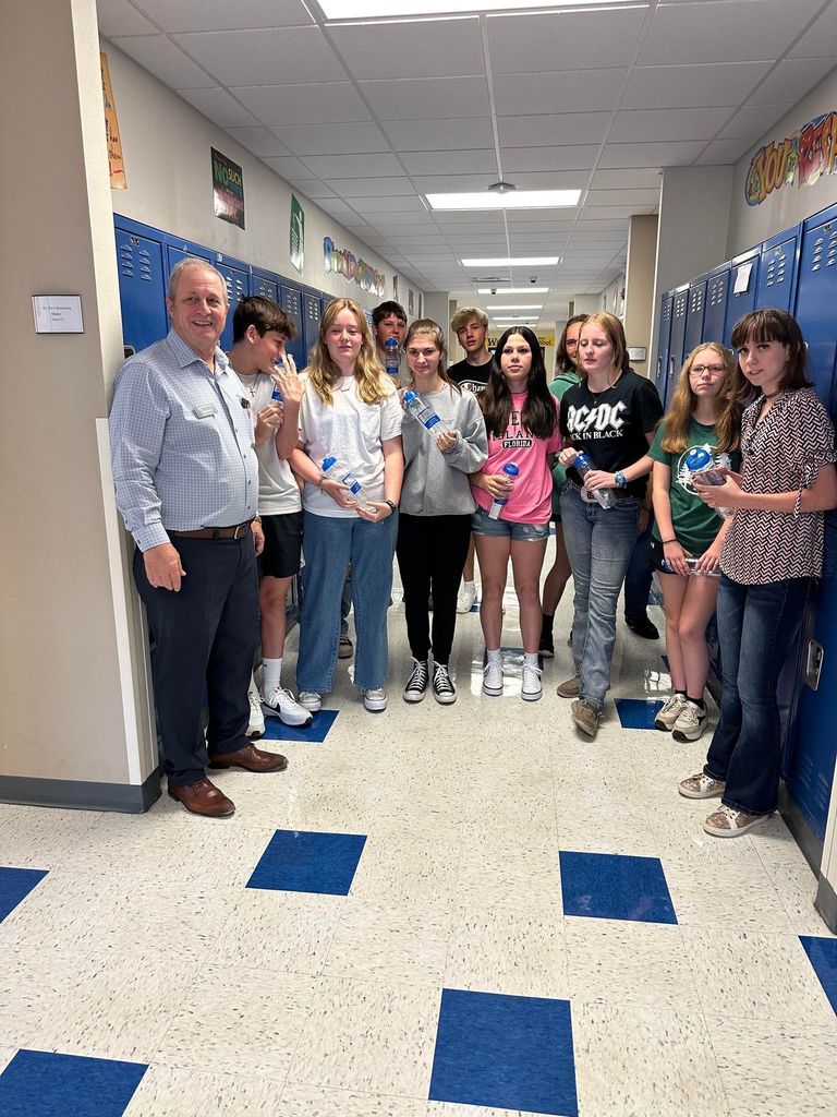 Alton Bank donated water bottles to our middle and high school students