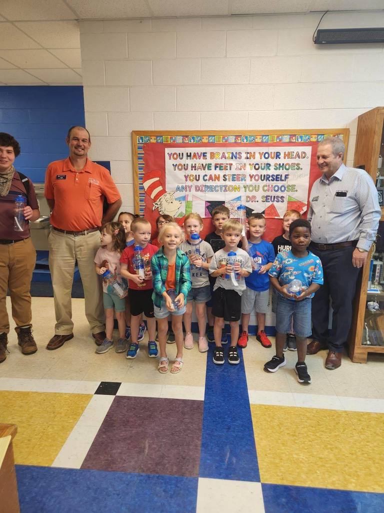 Alton Bank donated water bottles to our elementary students