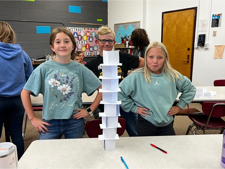 The tallest tower champions- Kaylee, Tripp, and Cheyenne