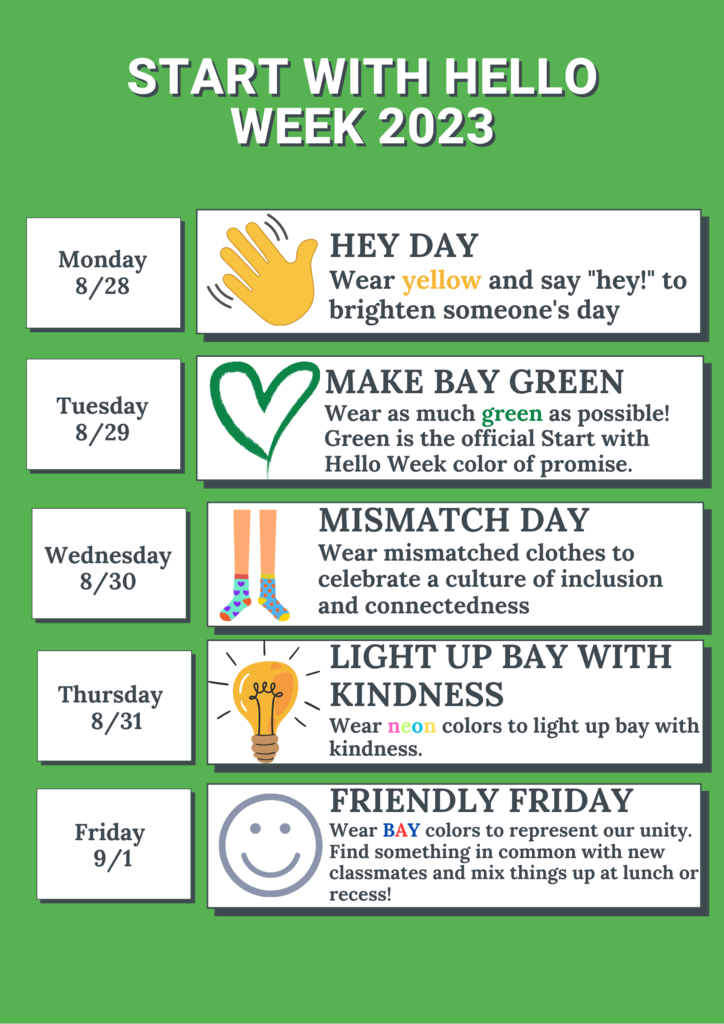 Start with Hello Week Spirit Days visual